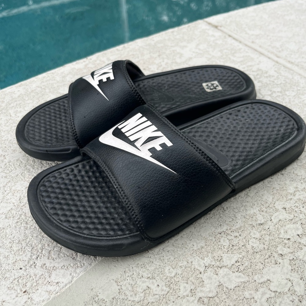 Nike Black and White Slide Sandals